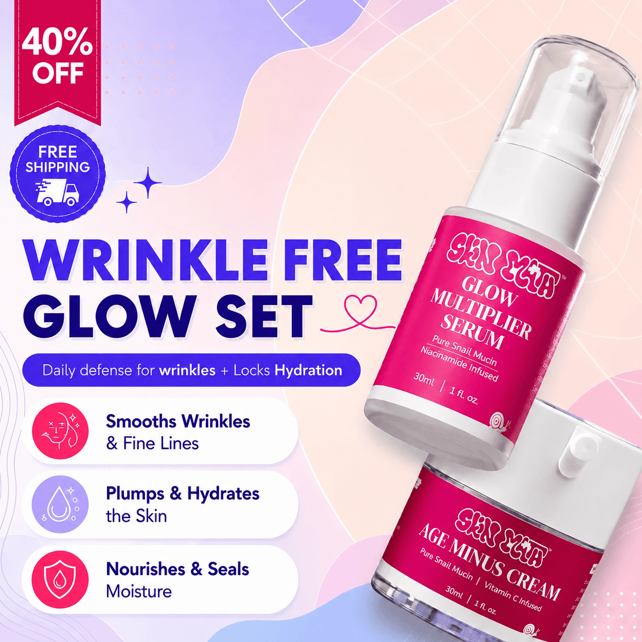 Wrinkle Free Glow Set - Skinmath