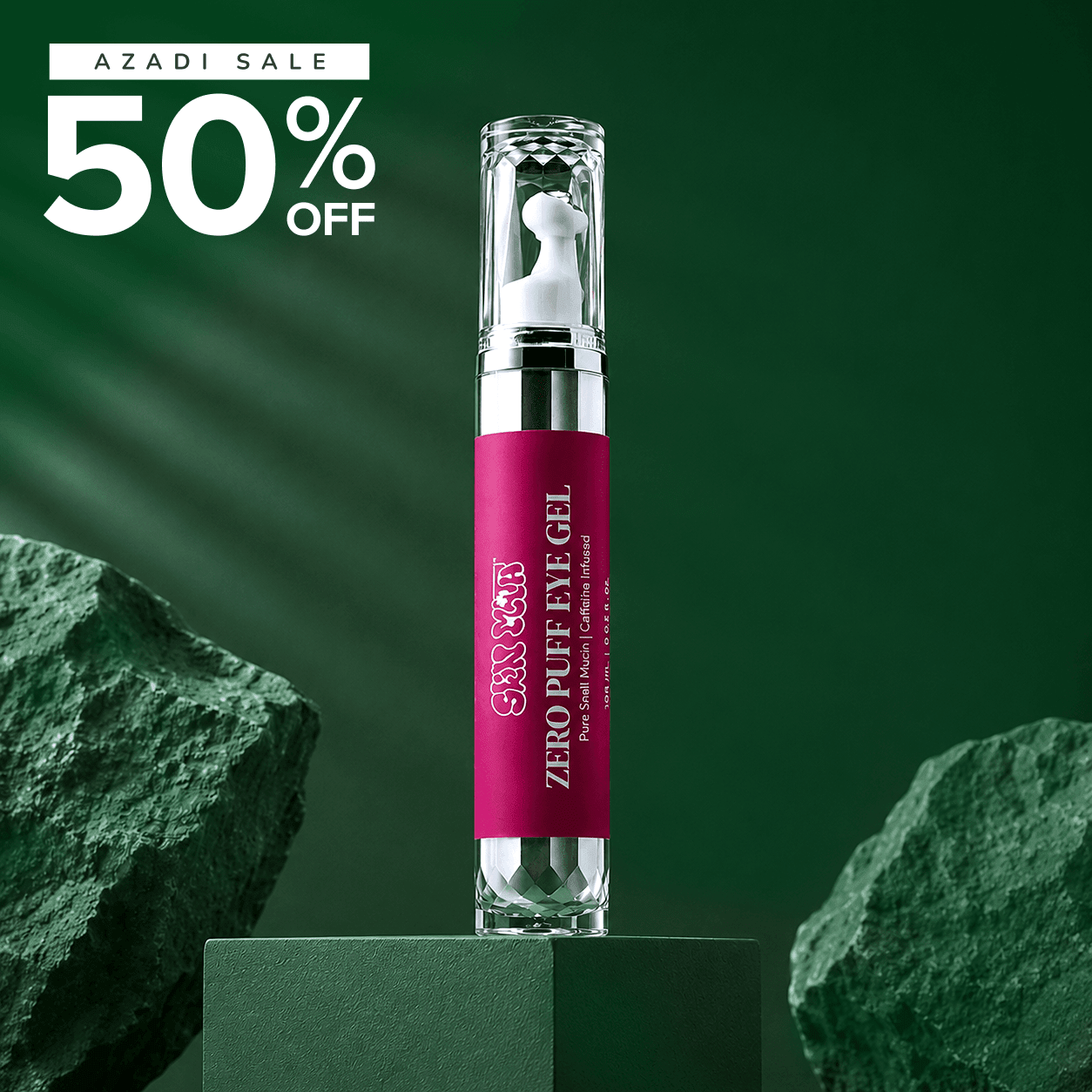 Skinmath Zero Puff Eye Gel in a clear jar, showing the lightweight gel formula designed to reduce puffiness around the eyes.