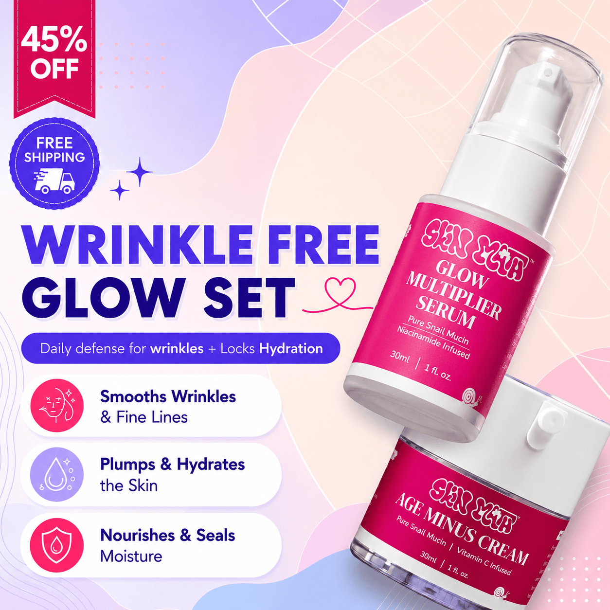 Wrinkle Free Glow Set - Skinmath