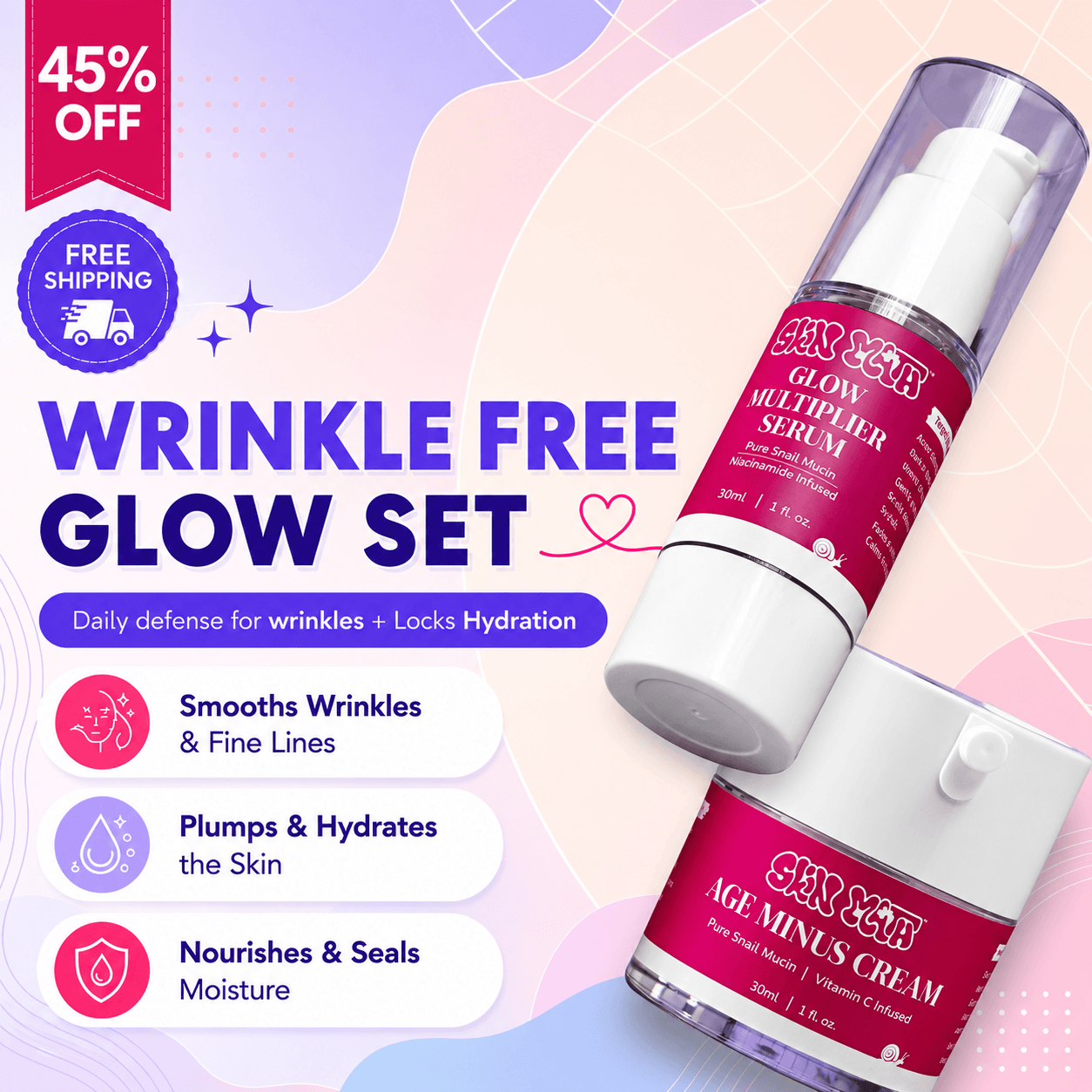 Wrinkle Free Glow Set - Skinmath